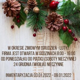 “Okres Zimowy” Zmiana godzin, święta i inwentaryzacja