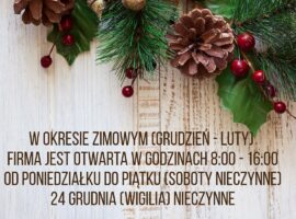 “Okres Zimowy” Zmiana godzin, święta i inwentaryzacja